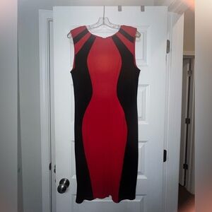 SHEIN Red & Black Colorblock Sheath Dress – Size XL (Fits Like L)